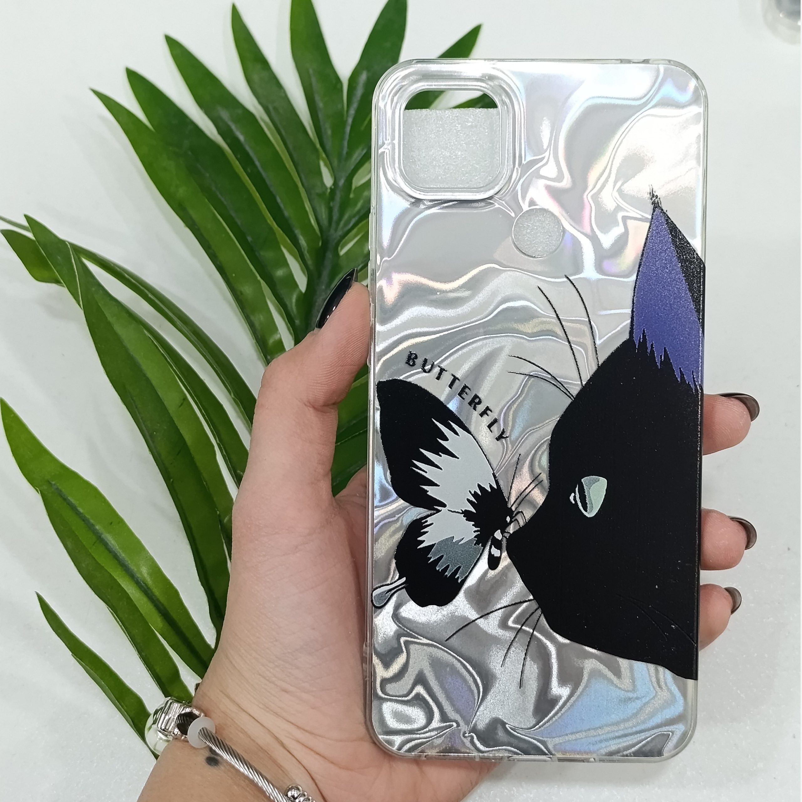گارد گوشی شیائومی Redmi 9cهمراه با محافظ لنز مدل فانتزی دخترانه طرح گربه رنگ مشکی قاب و کاور و محافظ موبایل