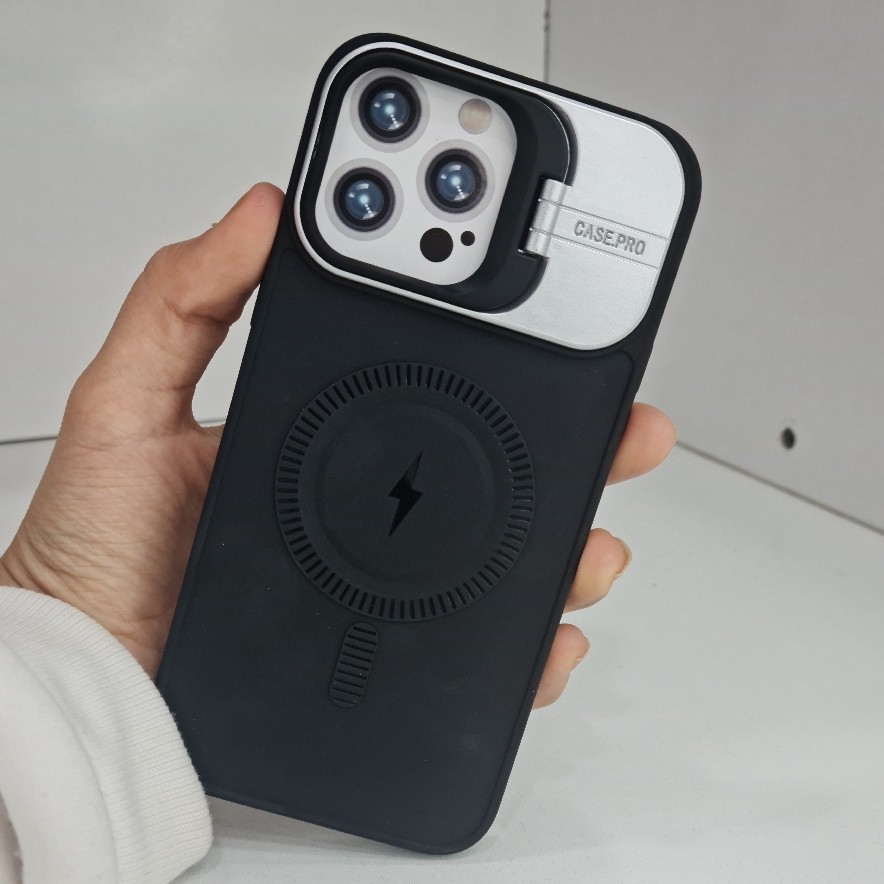 گارد گوشی آیفون12 پرو طرح مگنتی Iphone 12 pro پایه دار رنگ مشکی