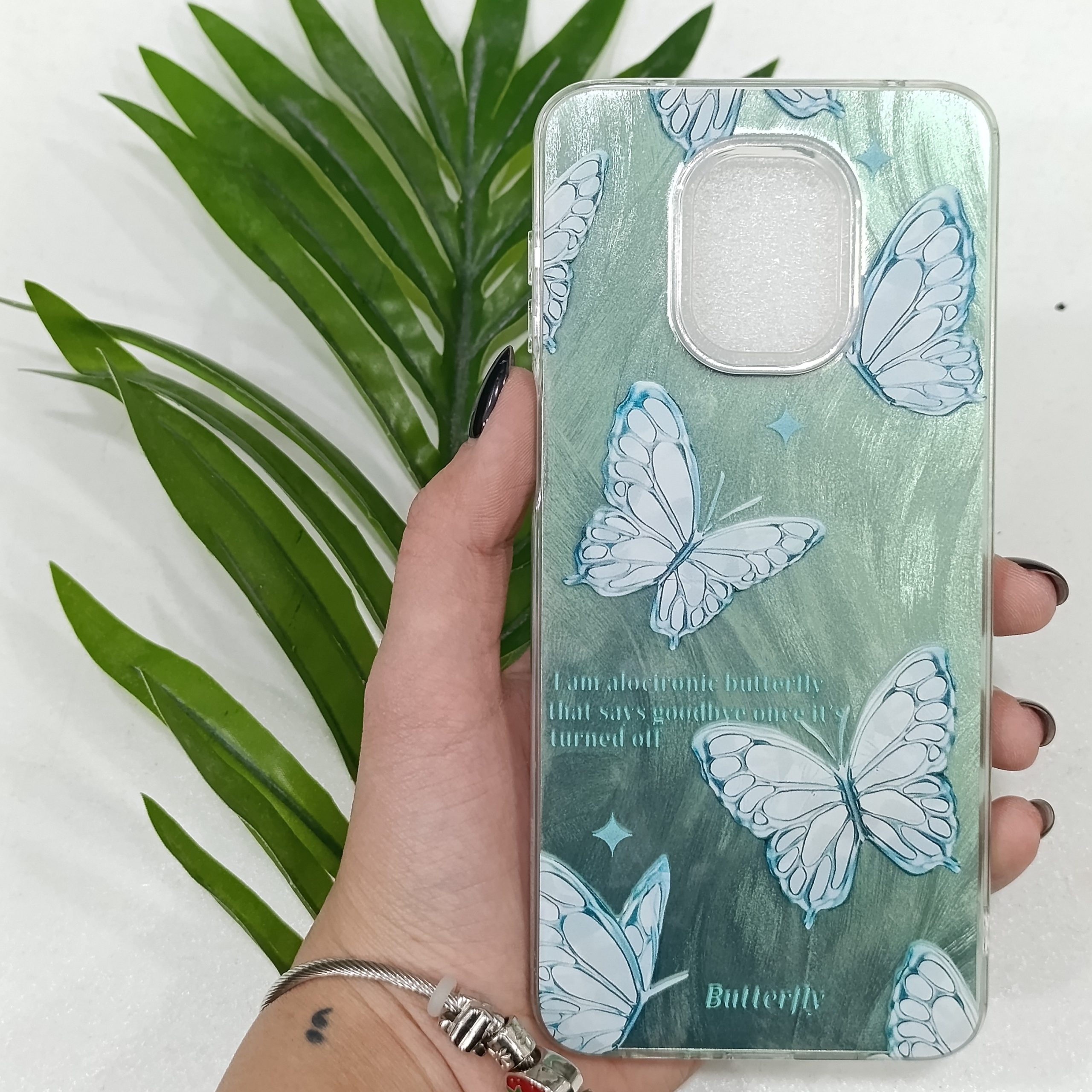 گارد گوشی شیائومی Note 9 pro مدل فانتزی دخترانه طرح پروانه رنگ سبز قاب و کاور و محافظ موبایل
