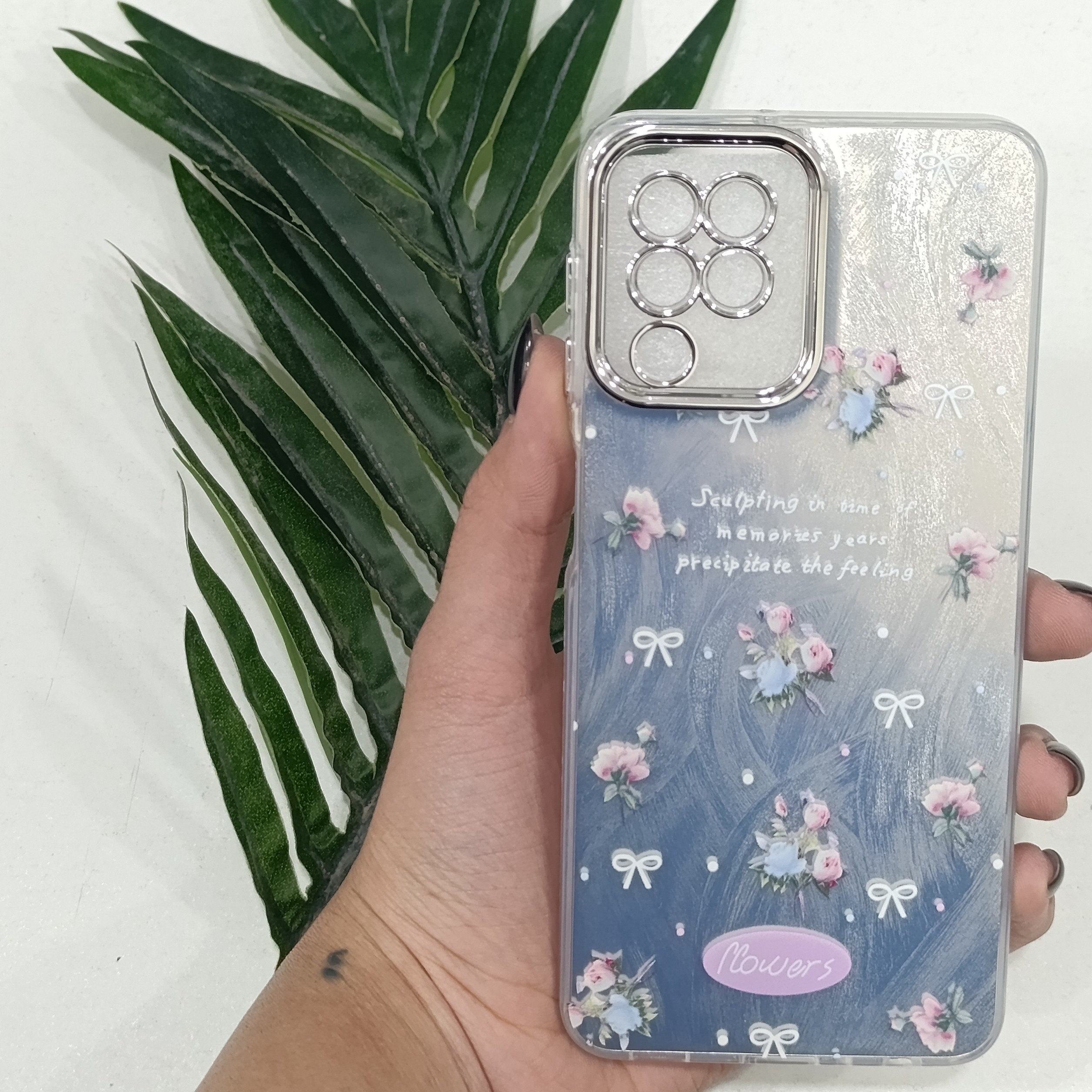 گارد گوشی سامسونگ A22 مدل فانتزی دخترانه طرح پاپیون و گل قاب و کاور و محافظ موبایل