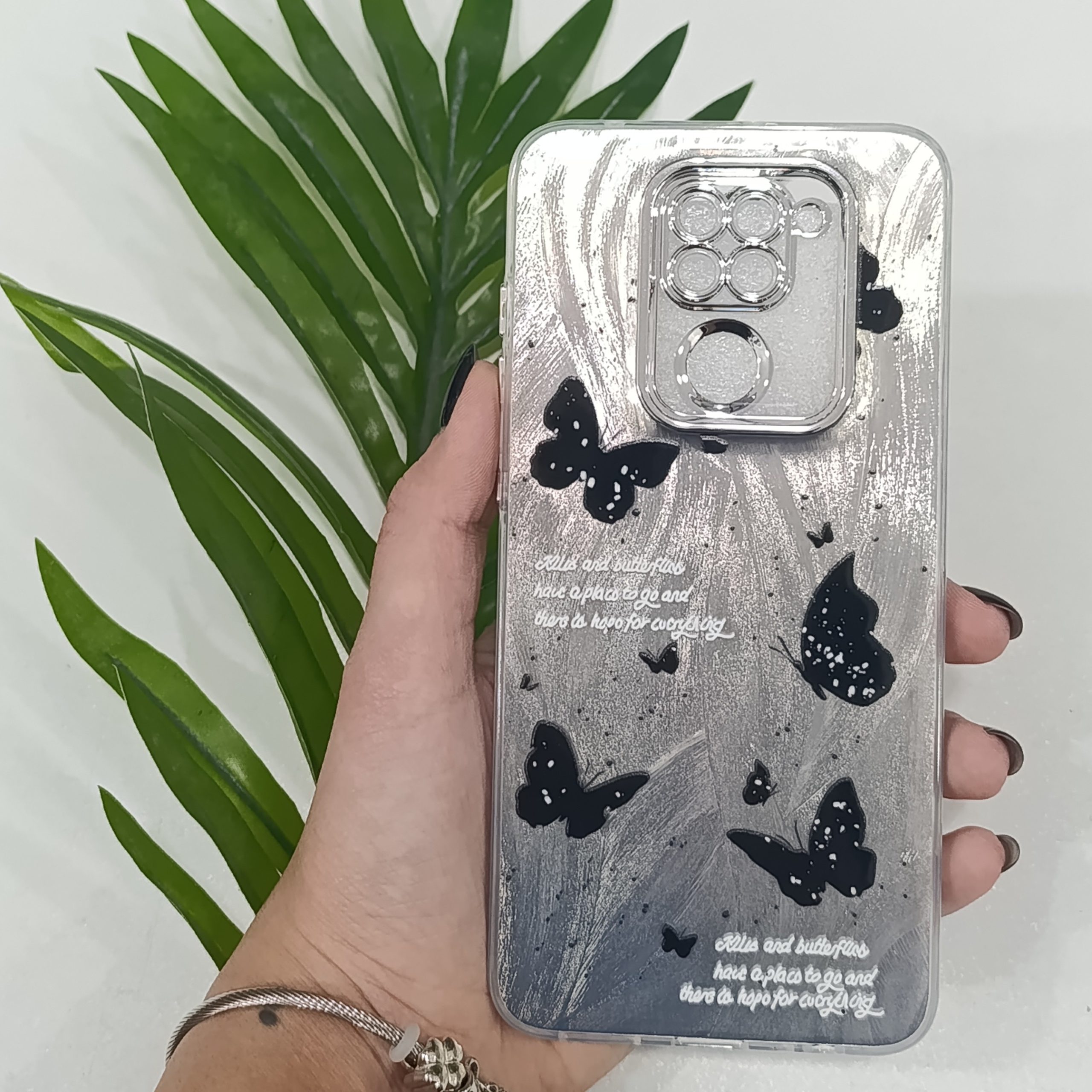 گارد گوشی شیائومی Note 9 مدل فانتزی دخترانه طرح پروانه رنگ مشکی قاب و کاور و محافظ موبایل