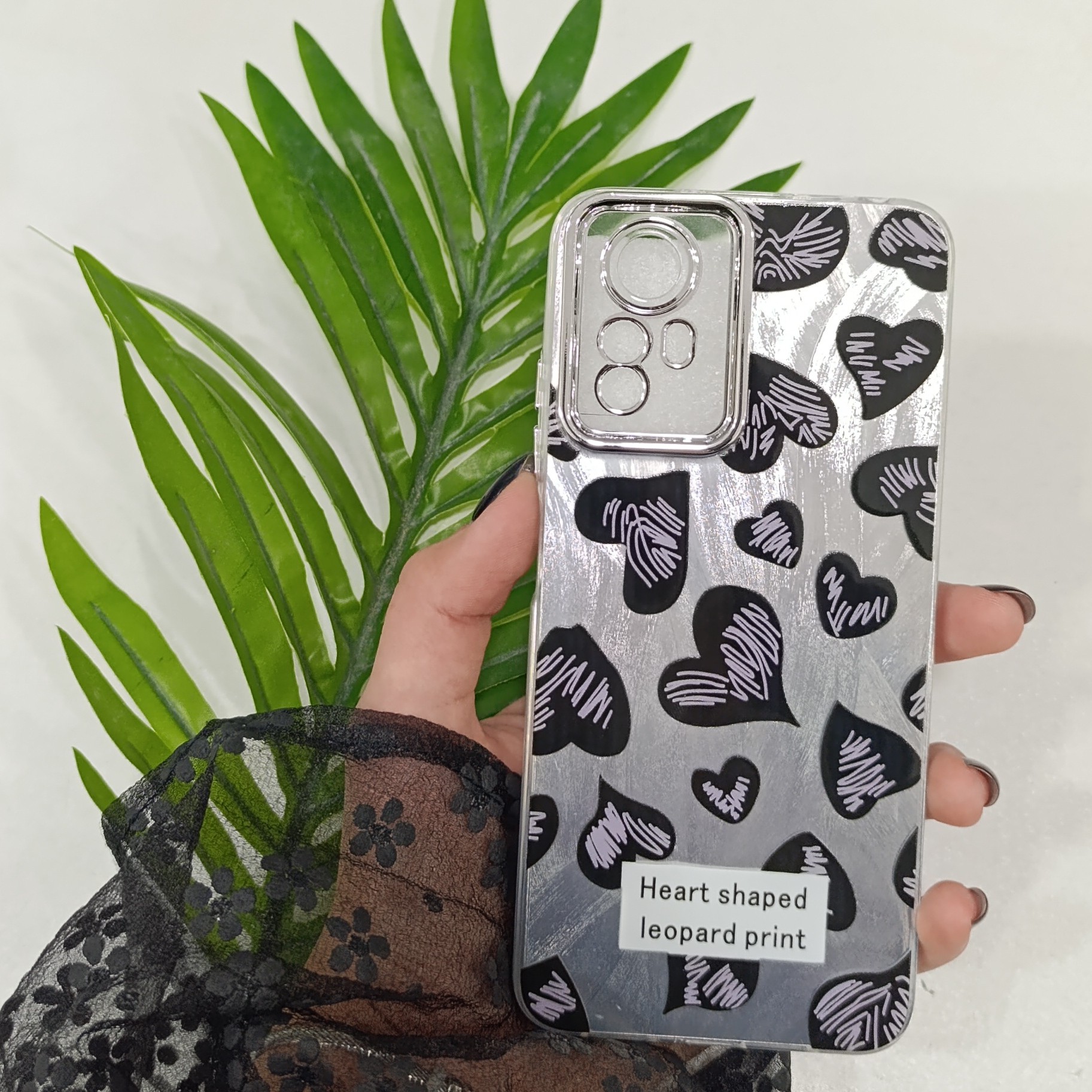 گارد گوشی شیائومی Note 12s 4g مدل فانتزی دخترانه طرح قلب رنگ مشکی قاب و کاور و محافظ موبایل