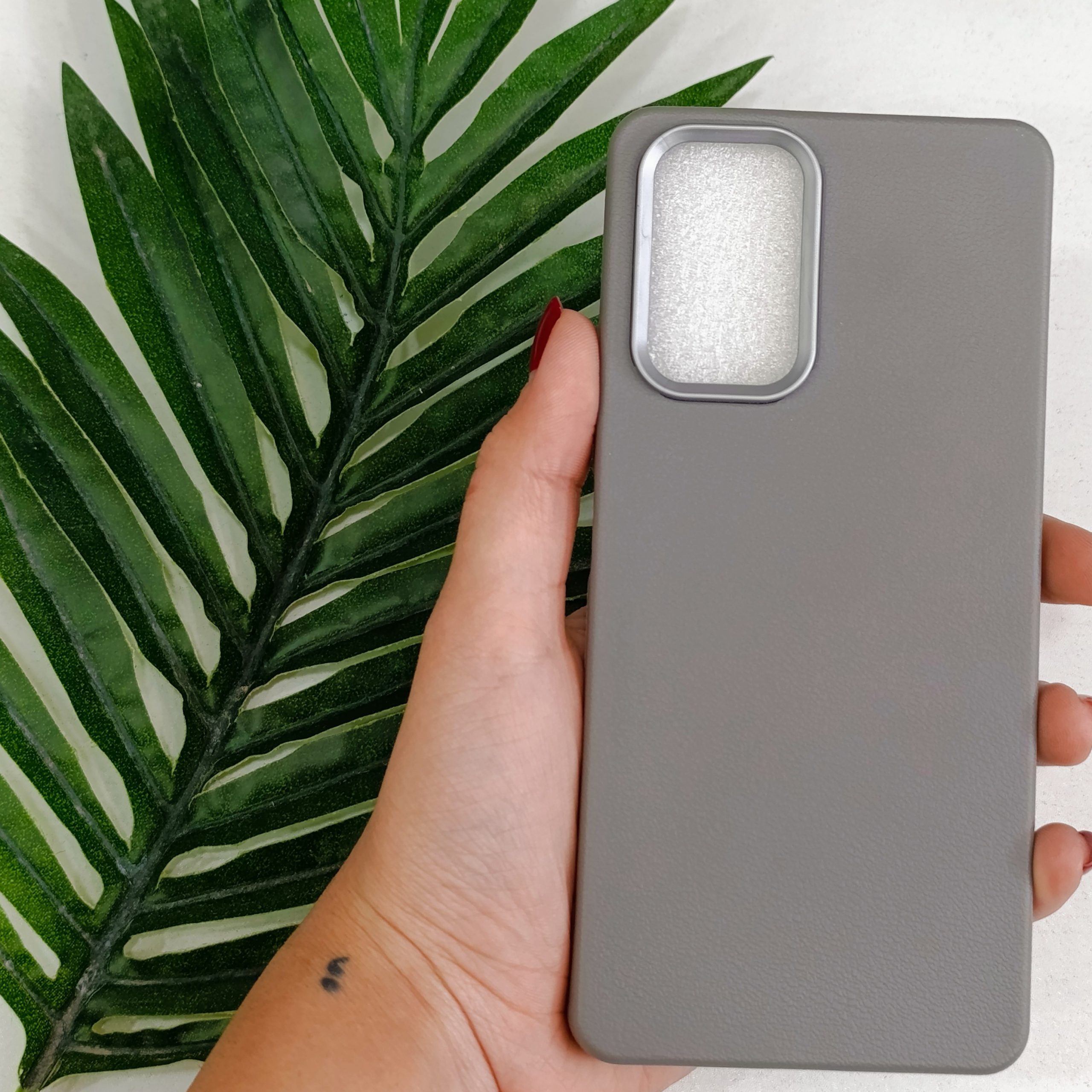 گارد گوشی Note 10 pro طرح چرمی رنگ خاکستری قاب و محافظ موبایل