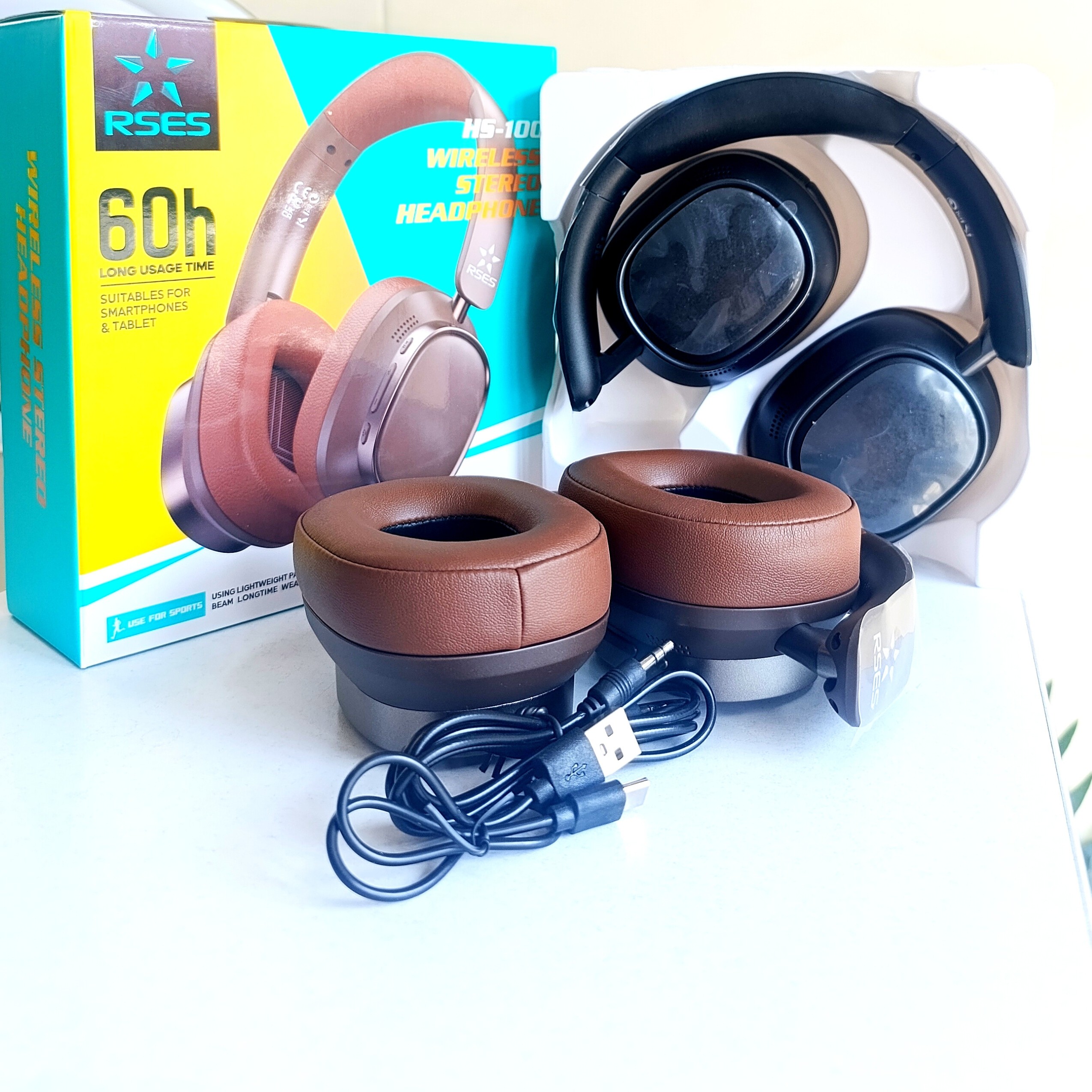 هدفون بلوتوثی RSES مدل HS-100 (دوام شارژ بالا و صدا استریو)